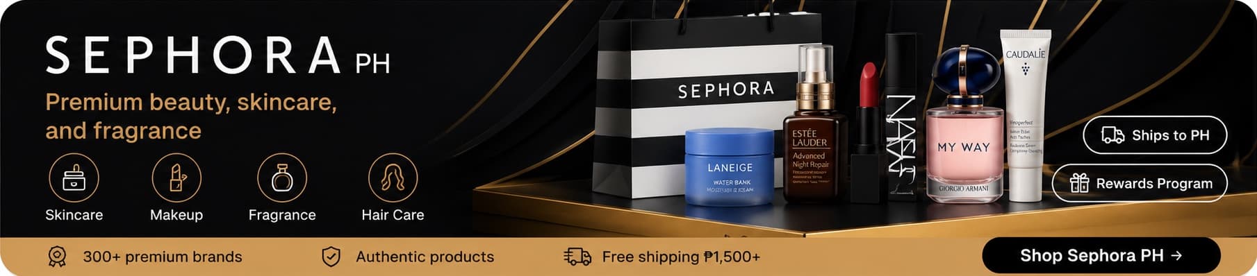 Sephora PH store banner, Premium beauty, skincare, and fragrance