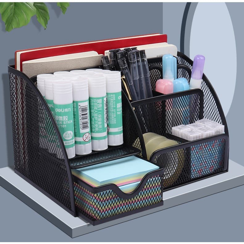 7-Grid Desktop Pen and Stationery Organizer