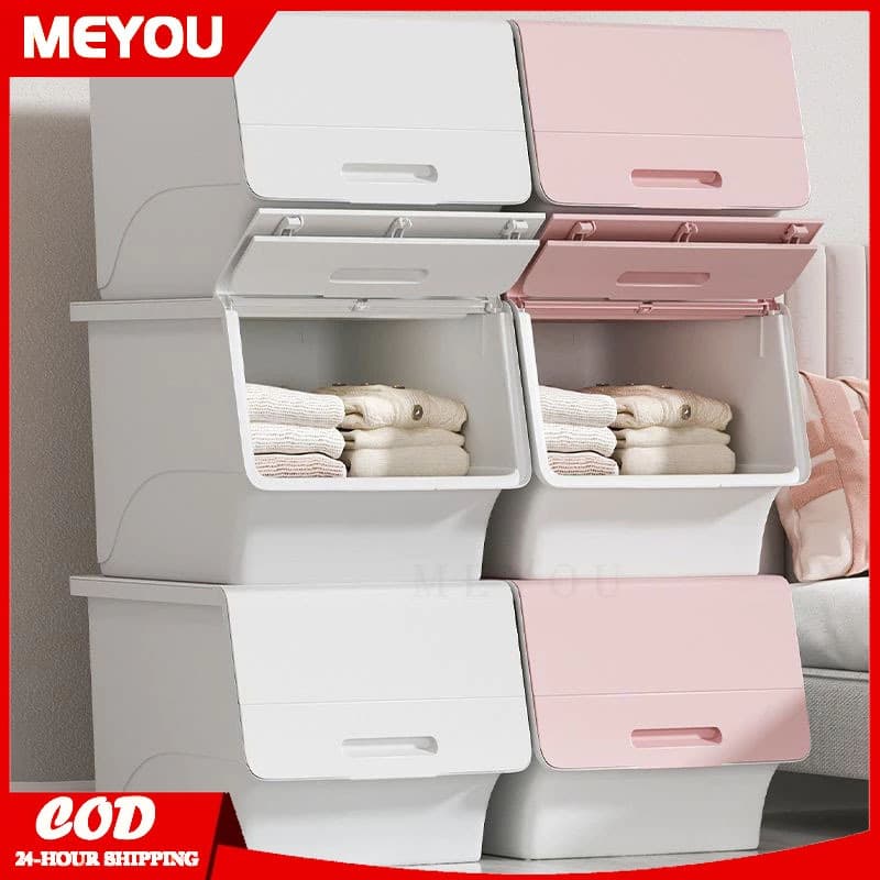 Flip-Top Stackable Plastic Storage Box